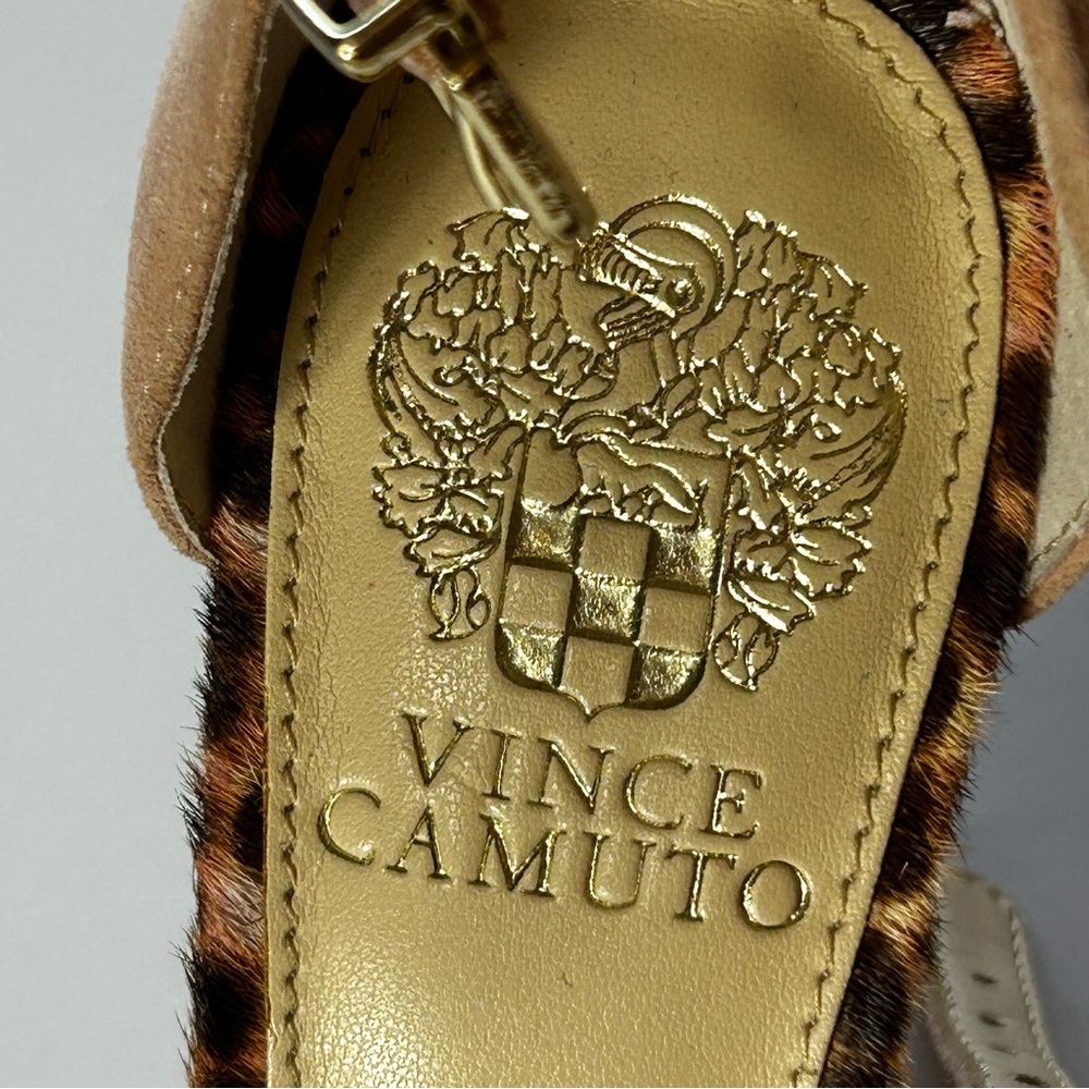 Vince Camuto NWOT Lauralie Real Cow Hair Fur Pump Sandals Leopard Size 7.5 - Picture 2 of 15